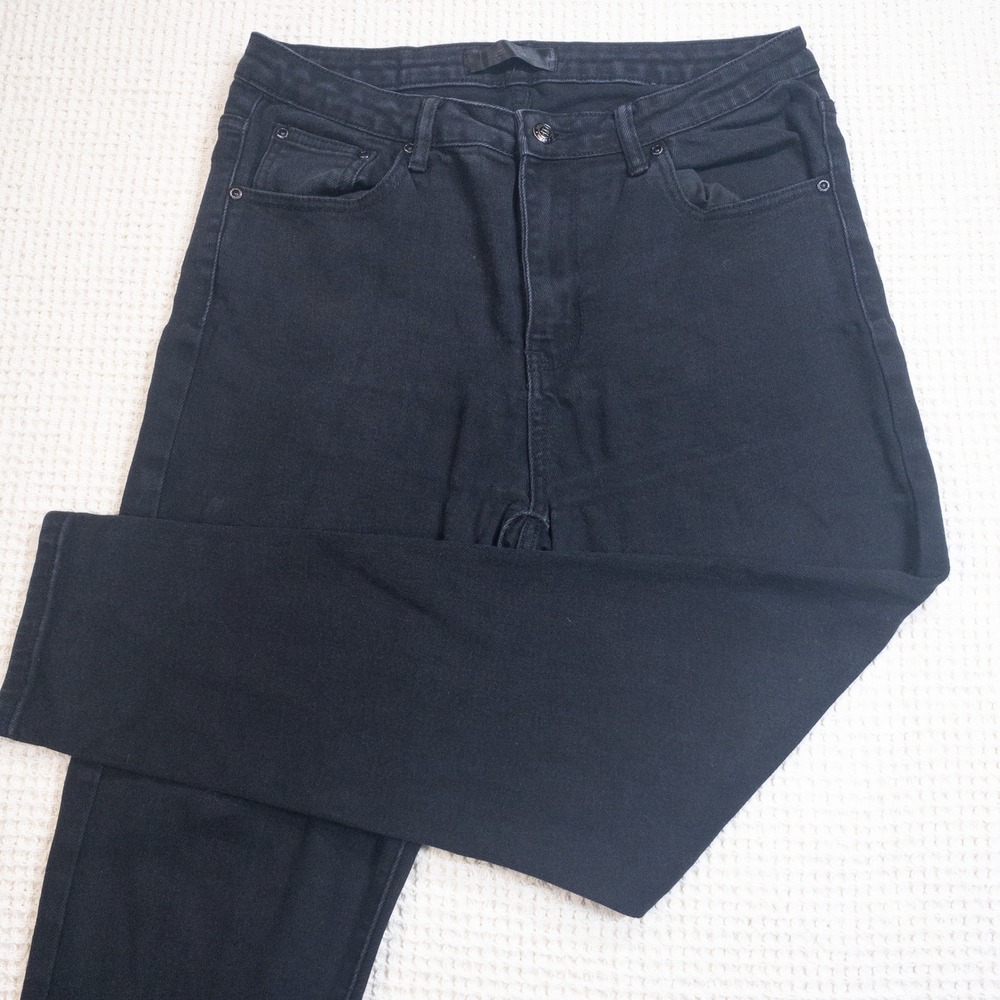 Monkey Ride Jeans Womens Black Straight Leg High Rise Denim Pants Size 32x24.5